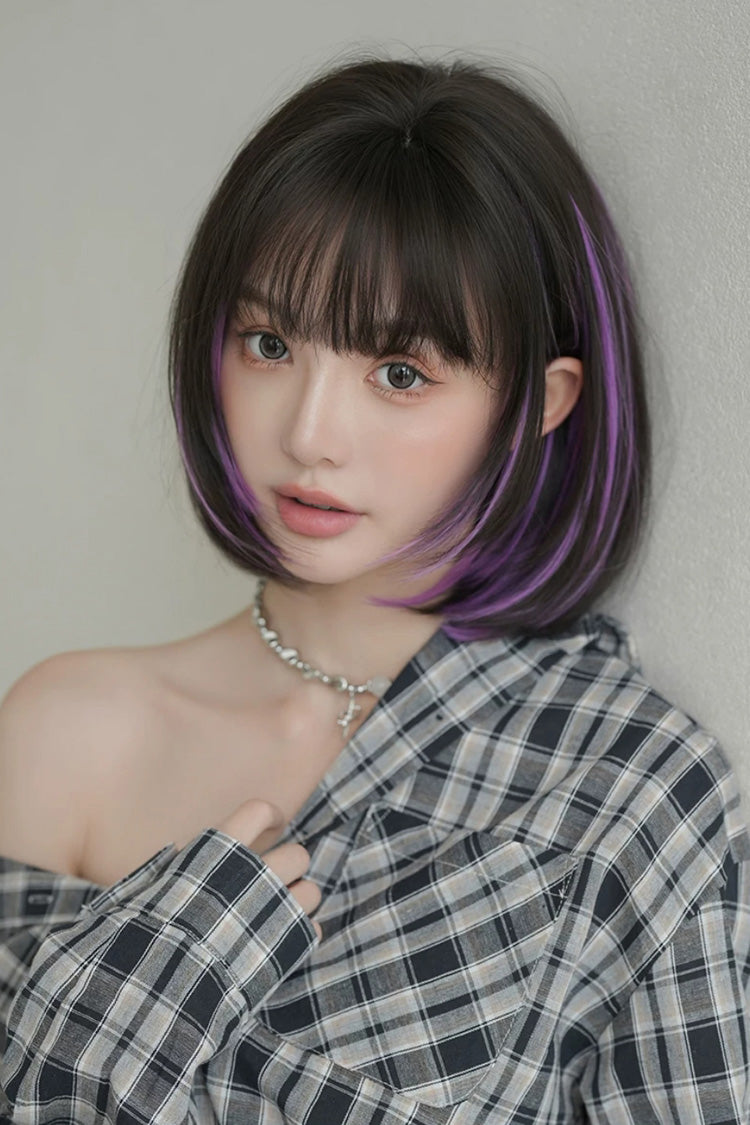 Face-Framing Highlights Layered Short Bob Sweet Lolita Wig 2 Colors - Product - 10