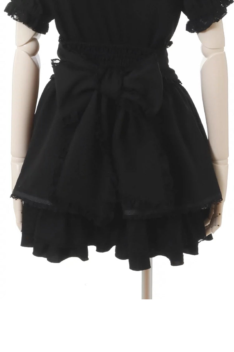 Black Japanese High Waisted Multi-Layered Lace Sweet Jirai Kei Skirt - Product - 2