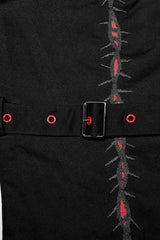 Black/Red Embroidery Buckles Women's Steampunk Flared Pants - Product - 8