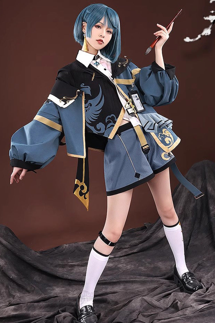 Blue/Black Choir Super Luxury Print Ouji Fashion Lolita Set - Product - 3