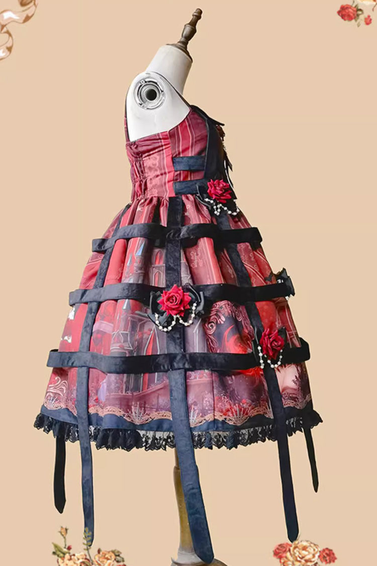 Midnight Magic Church Print Ruffle Punk Lolita Jsk Dress 3 Colors - Product - 8