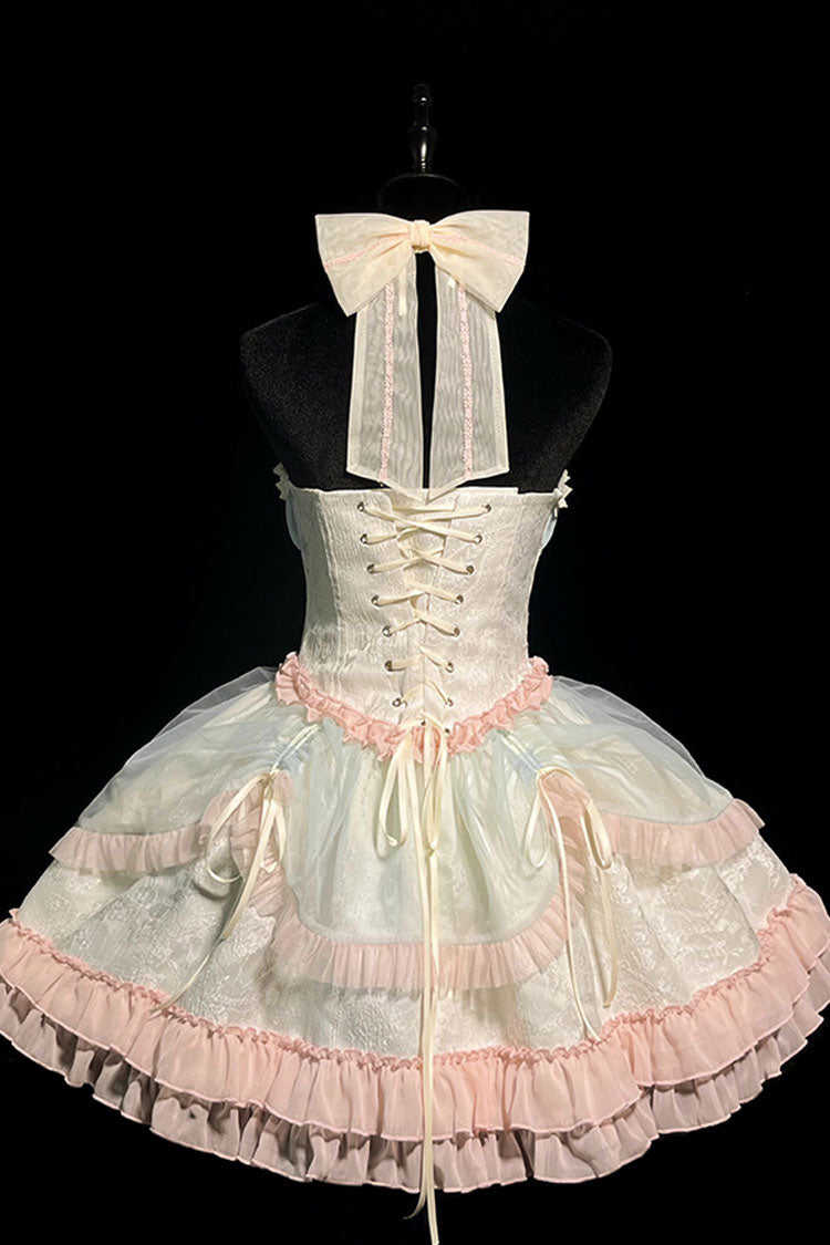 Multi-Color Mermaid Halterneck Ruffle Bowknot Lace Lace-Up Sweet Lolita Dress - Product - 8