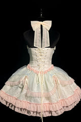 Multi-Color Mermaid Halterneck Ruffle Bowknot Lace Lace-Up Sweet Lolita Dress - Product - 8