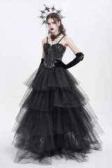 Black Sleeveless Embroidery Lace Chain Women's Gothic Vest - Product - 13