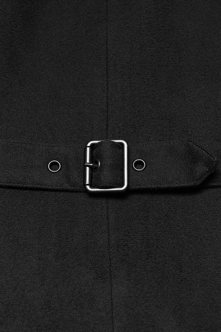 Black Stand Collar Long Sleeves Hooded Zipper Men's Punk Jacket - Product - 7