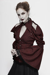Red Off The Shoulder Trumpet Sleeves Sexy Womens Gothic Blouse - Product - 2
