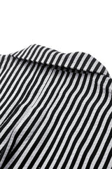 Black/White Skull Lace Jabot Striped Lapel Collar Long Sleeves Ruffled Women's Lolita Gothic Blouse - Product - 18