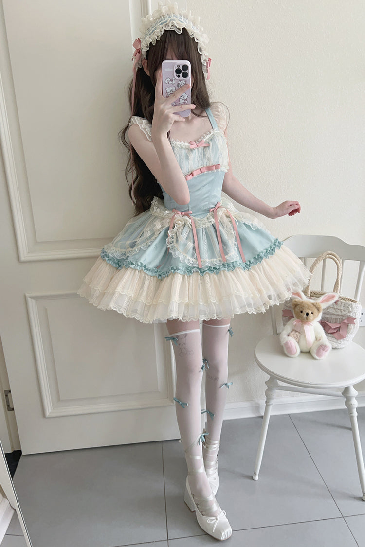[Flower Season] Bowknot Lace Sweet Ballet Lolita Jsk Dress 4 Colors - Product - 5
