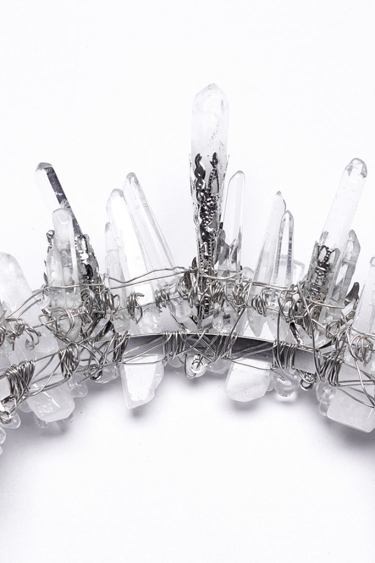 White Irregular Beaded Women's Gothic Crystal Headwear - Product - 6