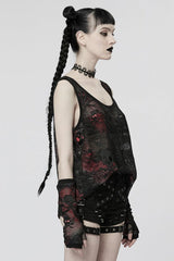 Skull Print Stitching Mesh Womens Steampunk Vest 2 Colors - Product - 6
