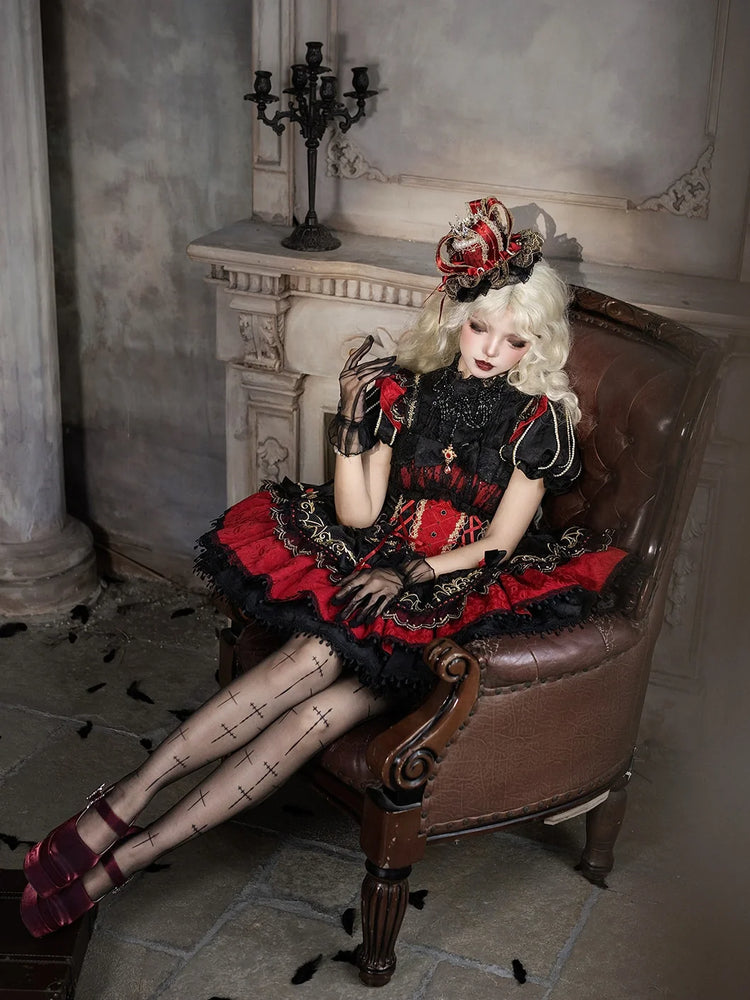 Blood Pact Gothic Lolita JSK dress fabric detail