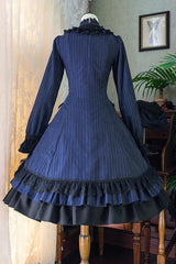 Point Manor Solid Color Stand Collar Long Sleeves Multi-layer Ruffle Gothic Lolita Dress 5 Colors - Product - 24