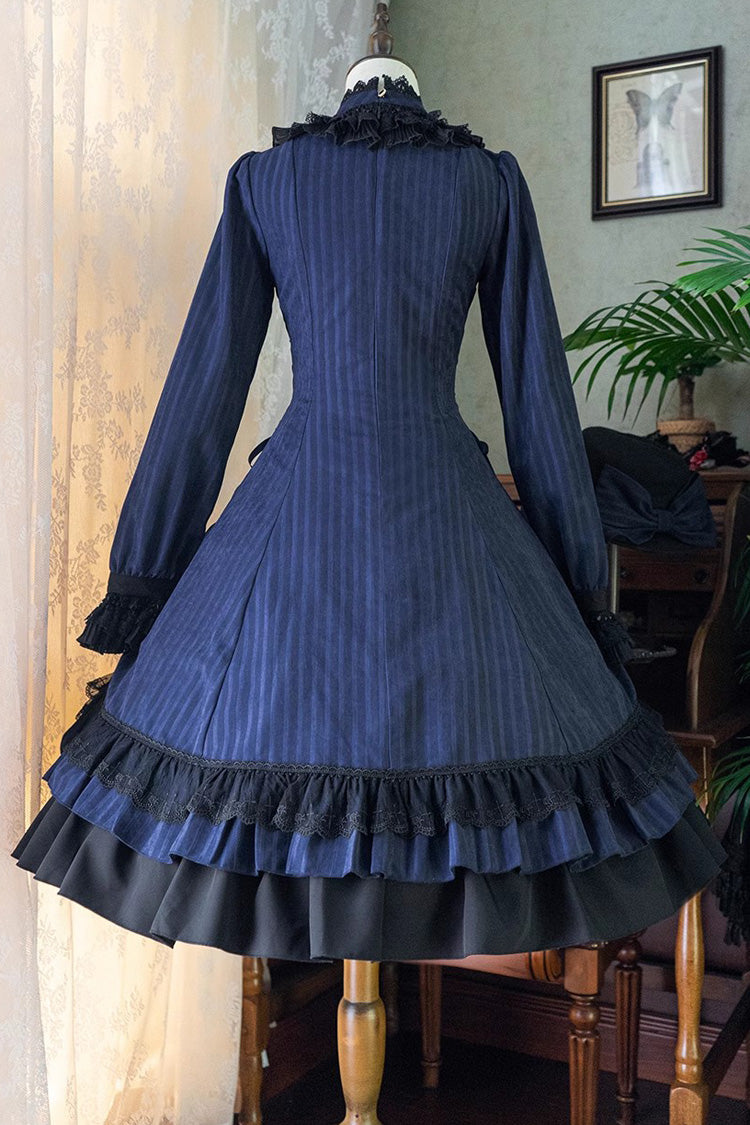 Point Manor Solid Color Stand Collar Long Sleeves Multi-layer Ruffle Gothic Lolita Dress 5 Colors - Product - 24