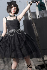 Dark Praise Of The Black Crow Sleeveless Punk Irregular Gothic Lolita Jsk Dress - Product - 4