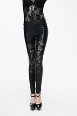 Black Gothic Sexy Leather Leggings Womens Pants - Product - 2