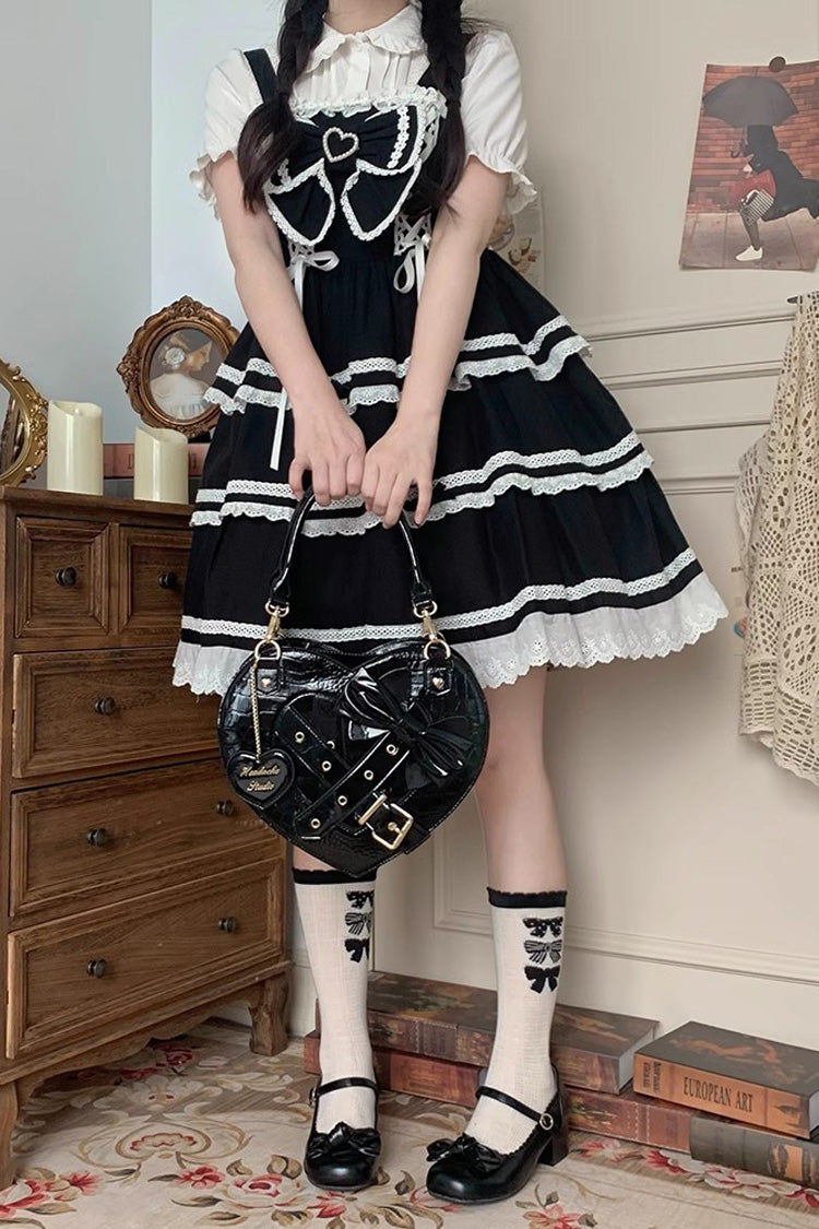 Witch Tea Break Heart Shaped Bowknot Buckle Gothic Lolita Bag 2 Colors - Product - 5