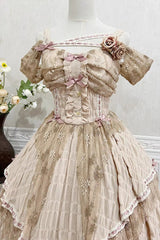Yellow Sleeveless High Waisted Print Irregular Sweet Lolita Jsk Dress - Product - 7