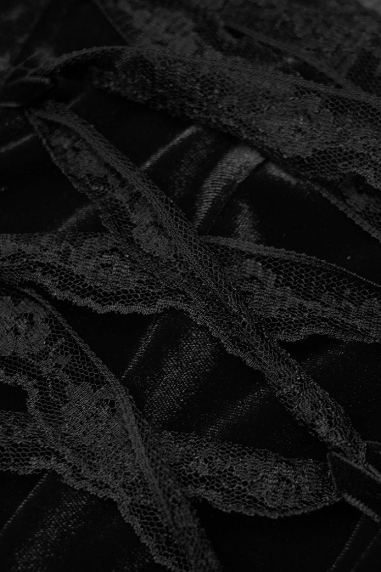 Sleeveless Stitching Lace-Up Mesh Women's Gothic Dress 2 Colors - Product - 6