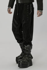 Black Doomsday Metal Stitching Corduroy Men's Steampunk Pants - Product - 2
