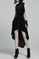 Sleeveless Stitching Lace-Up Mesh Women's Gothic Dress 2 Colors - Black - 1