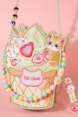 Multi-Color Ice Cream Cat Embroidery Sweet Lolita Crossbody Bag - Product - 4