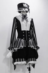 Black/White Wonderful Trick Stripe Print Lace Ouji Fashion Elegant Lolita Shorts - Product - 9