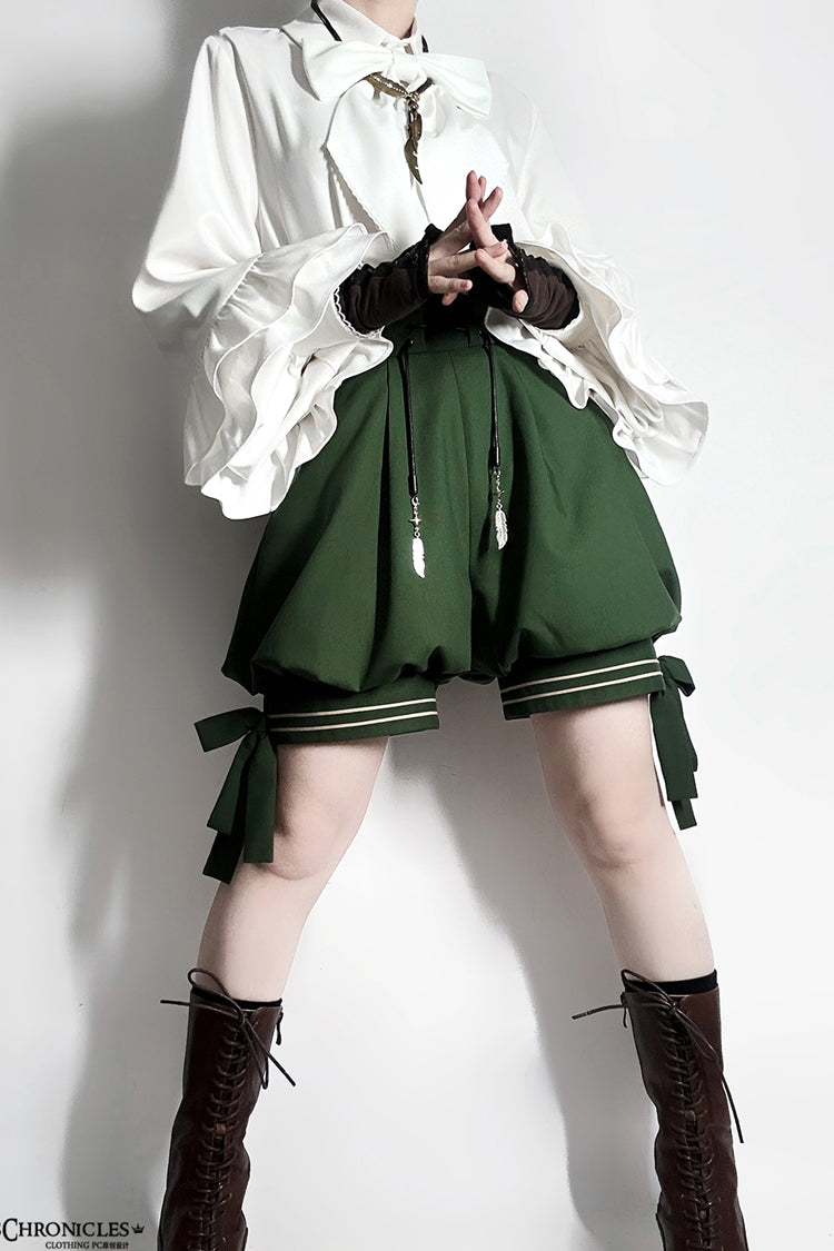 Green [Rabbit Feather] Sweet Prince Handsome Ouji Lolita Shorts - Product - 2