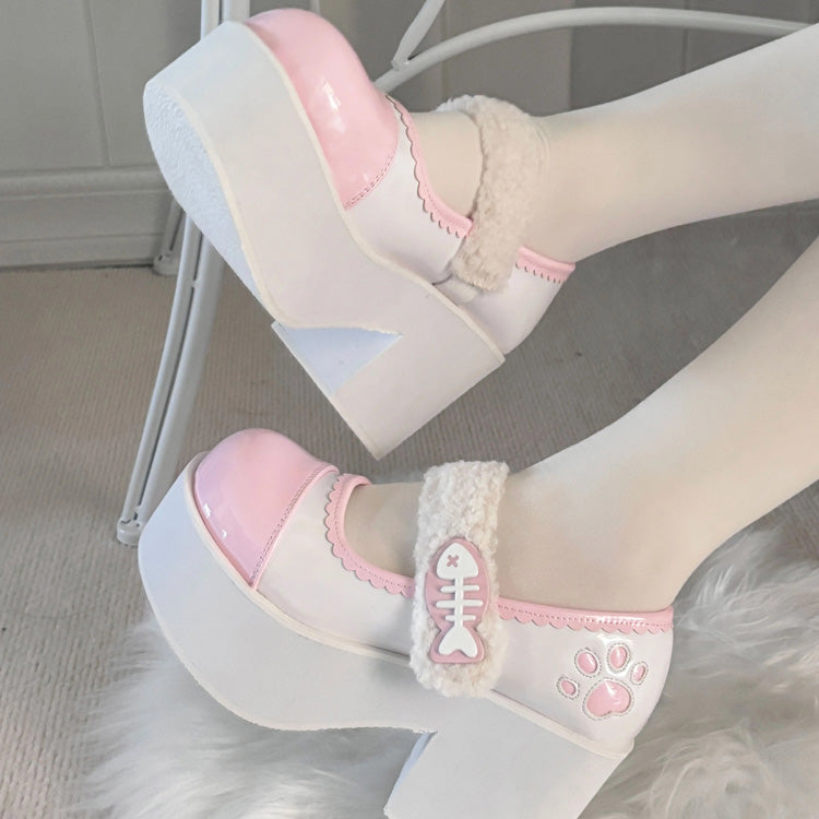 Fishbone-Style Single-Strap Buckle Sweet Lolita Platform Shoes - Product - 8