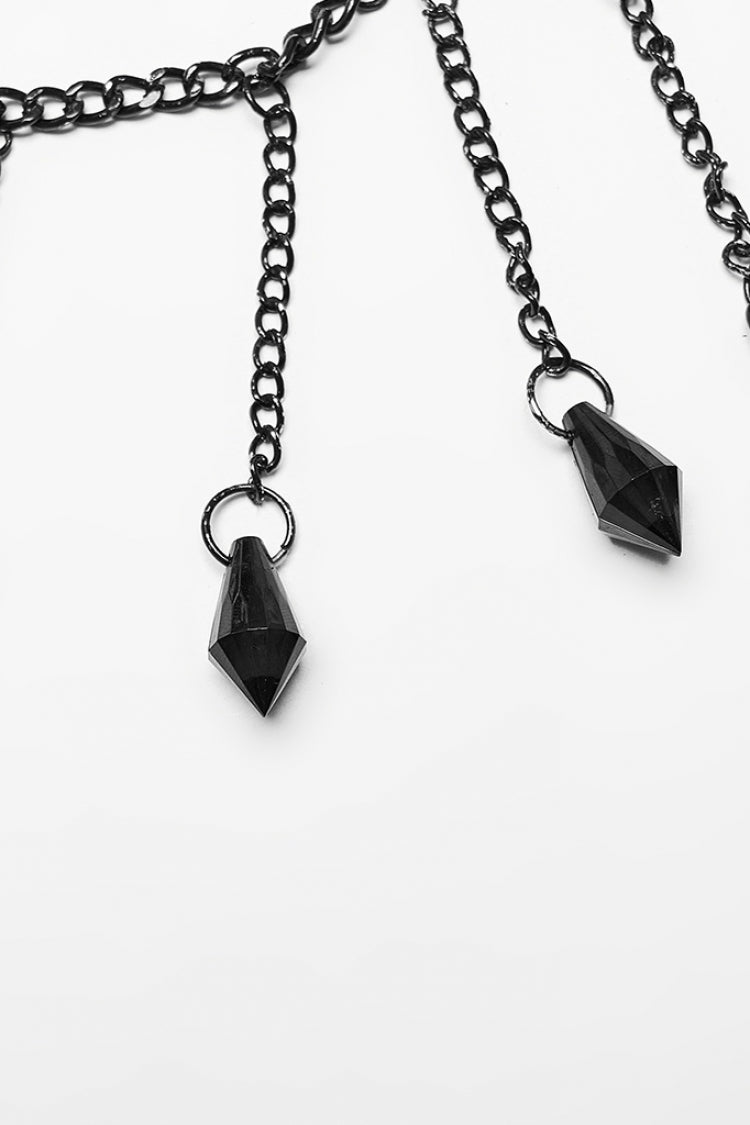 Black Adjustable Crystal Pendant Decoration Tassel Chain Women's Gothic Body Harness - Product - 7