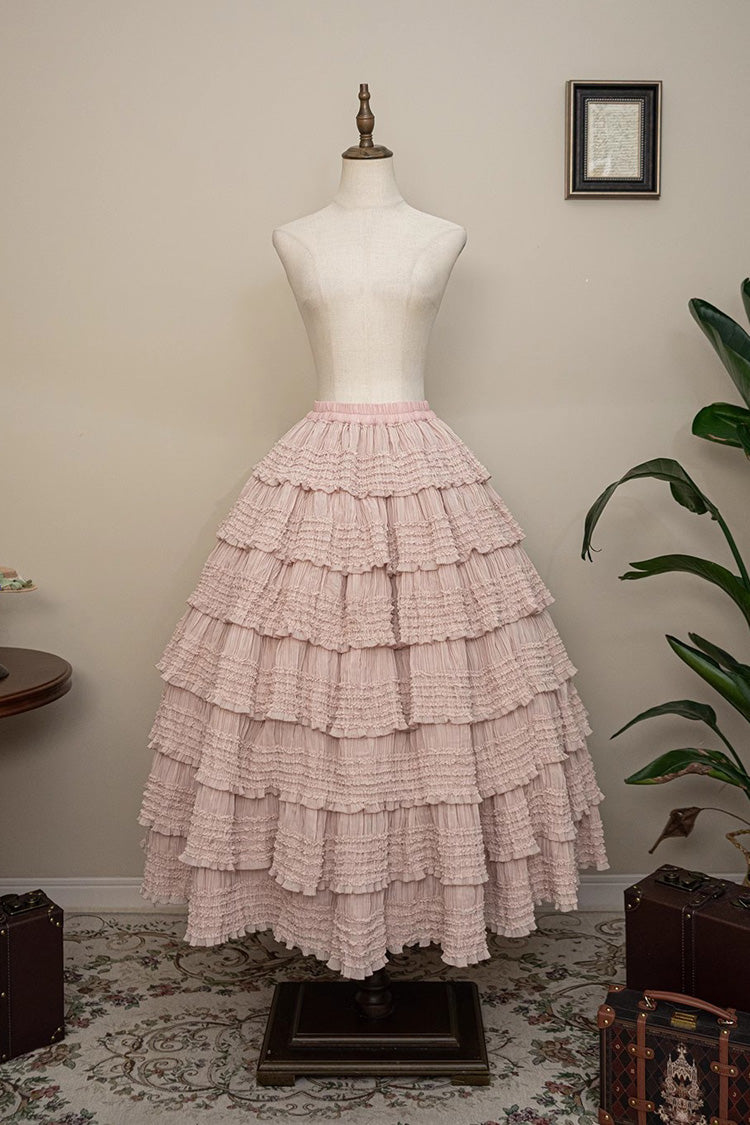 Cat Rose Tea Multi-layer Ruffle Sweet Lolita Skirt 3 Colors - Ivory - 3