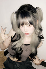 White/Black Gradient Long Curly Classic Sweet Lolita Wig - Product - 4