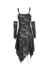 Black Sleeveless Lace Irregular Womens Gothic Strap Dress - Product - 9