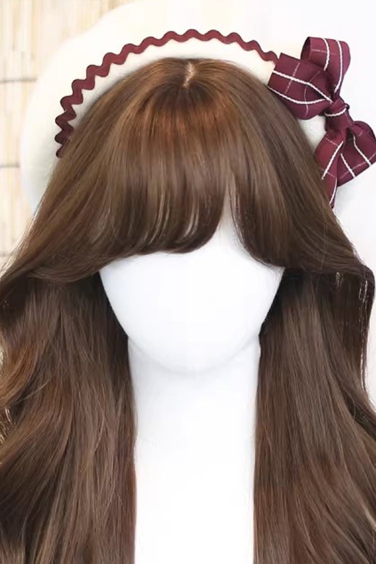 Chestnut Brown Statement Bangs Long Curls Sweet Lolita Wig - Product - 2