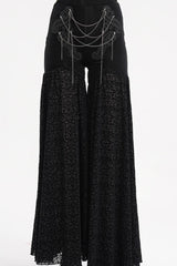 Black Chain Jacquard Floral Hollow Lace Women's Gothic Pants - Product - 3