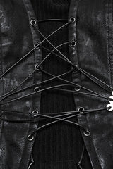Black Lace-Up Buckle Overbust Women's Punk Corset - Product - 6