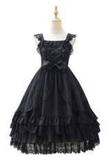 Half Sleeves Lace Stitching Bowknot Hanayome Multi-Layer Gothic Lolita Dress - Product - 5