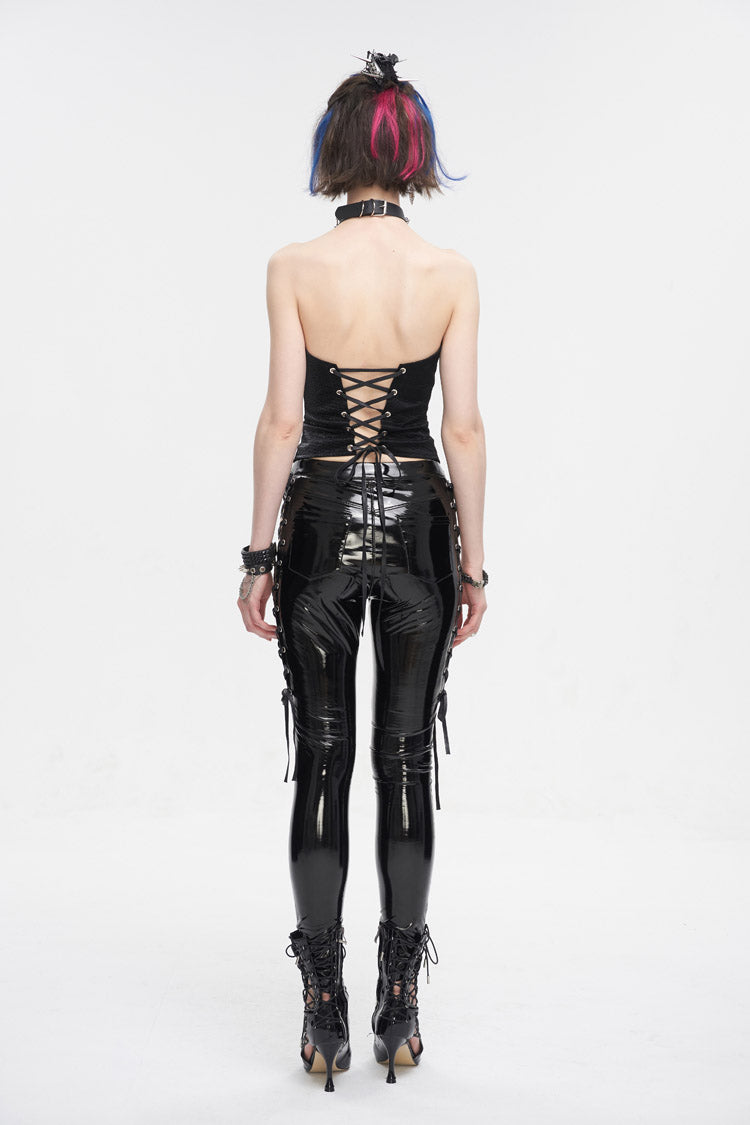 Black Lace Up Studded Overbust Women's Punk Corset - Product - 7