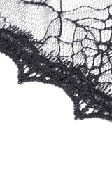 Black Spider Exaggerated Long Flared Sleeves Lace-Up Sheer Women's Gothic Cape with Hood - Product - 15