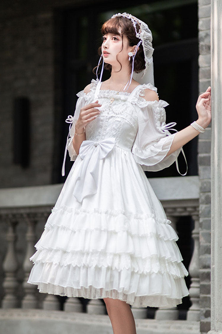 White Venus's Kiss Ruffled Multi-Layer Hanayome Elegant Classic Lolita Dress - Product - 2