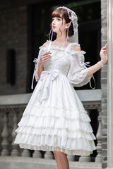 White Venus's Kiss Ruffled Multi-Layer Hanayome Elegant Classic Lolita Dress - Product - 2