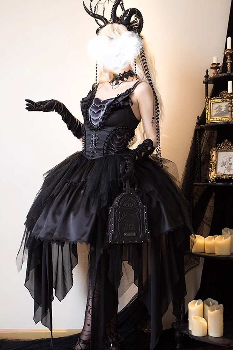 Black Goat of the Forest Lace-Up Gothic Elegant Lolita Dress - Product - 6