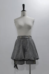 Grey Rabbit Hunt Dark Pattern Jacquard Print Ouji Vintage Prince Lolita Shorts - Grey - 1