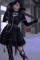 Black Letters and Poems Gothic Punk Lolita JSK Dress - Product - 4