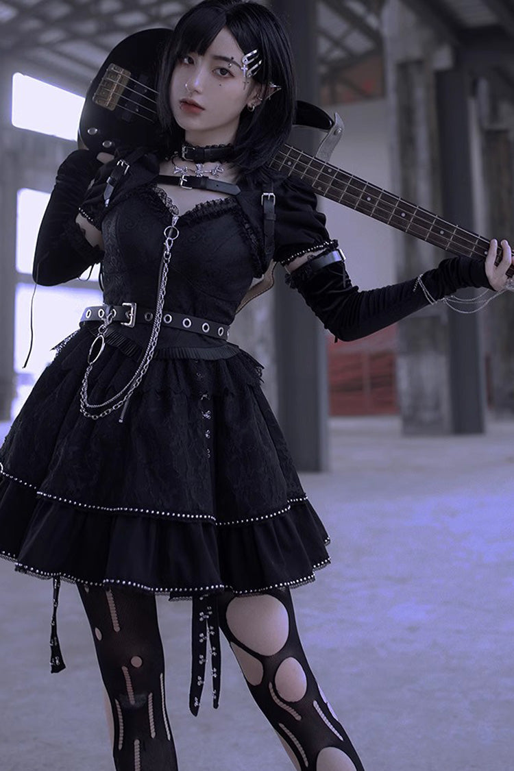 Black Letters and Poems Gothic Punk Lolita JSK Dress - Product - 4