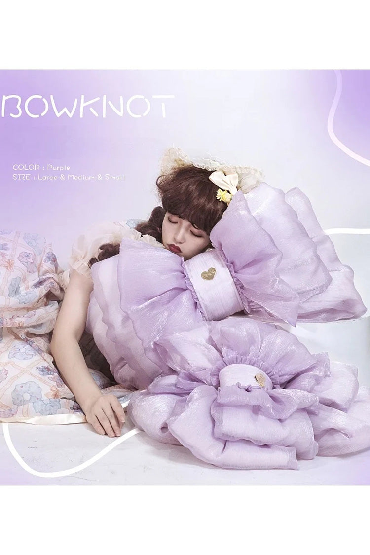 Purple Big Bowknot Metal Heart Nameplate Lolita Backpack - Product - 2