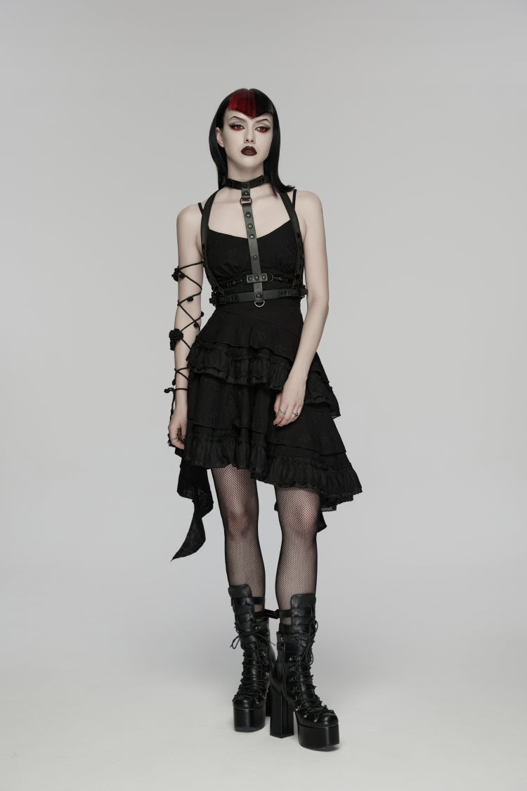 Black Embroidered loral Embroidered Asymmetric Women's Gothic Jsk Dress raduation Dress - Product - 8