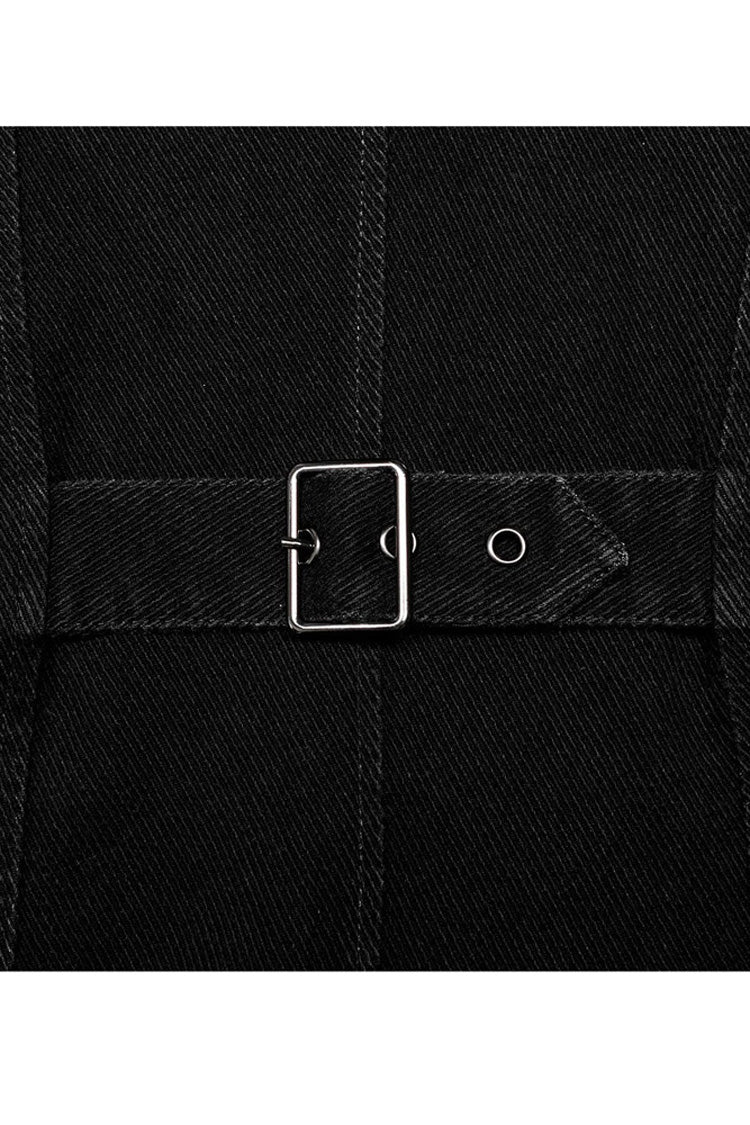 Black Punk Apocalyptic Stand Collar Twill Metal Skull Zip Men's Vest - Product - 7