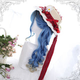 Blue Ancient Rome Series Rome Curly Hair-tail Gradient Classic Lolita Wigs - Product - 3