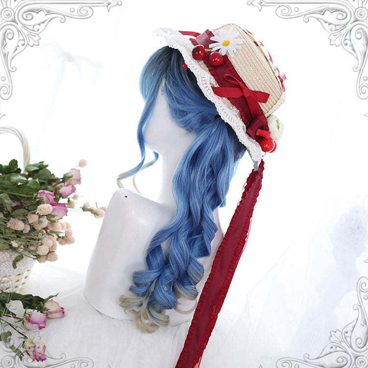Blue Ancient Rome Series Rome Curly Hair-tail Gradient Classic Lolita Wigs - Product - 3
