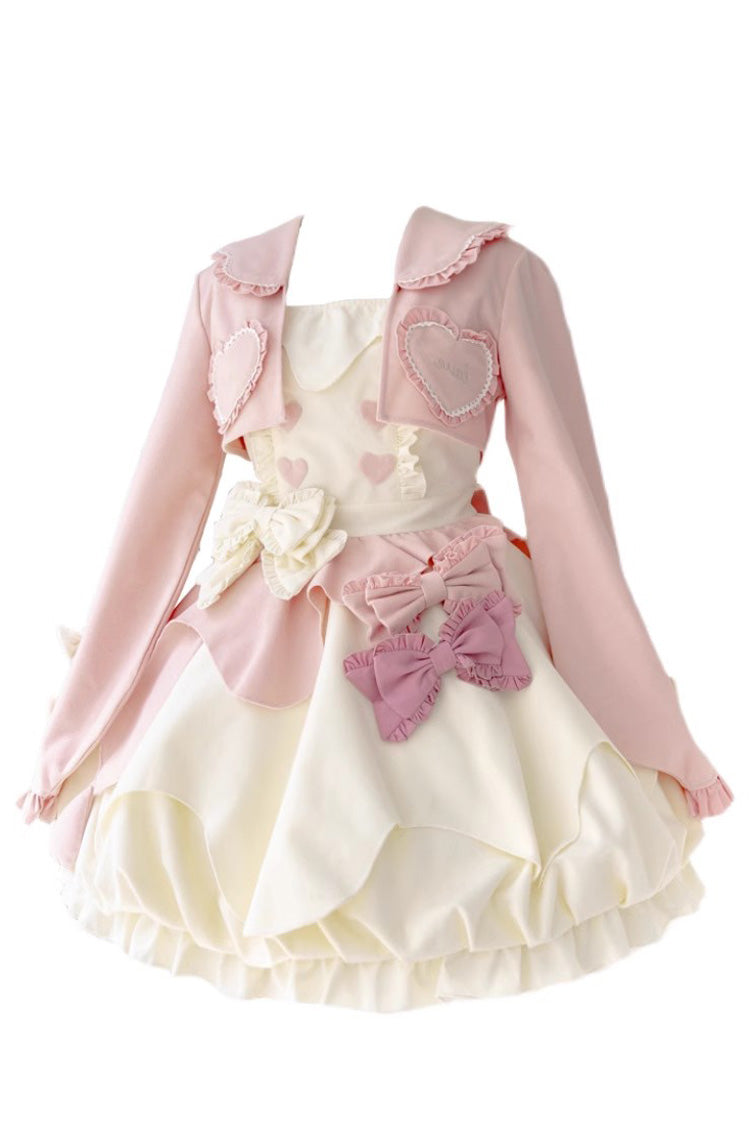 Pink/White [Milk Fufu] Sleeveless Ruffle Bowknot Sweet Lolita Jsk Dress - Product - 3